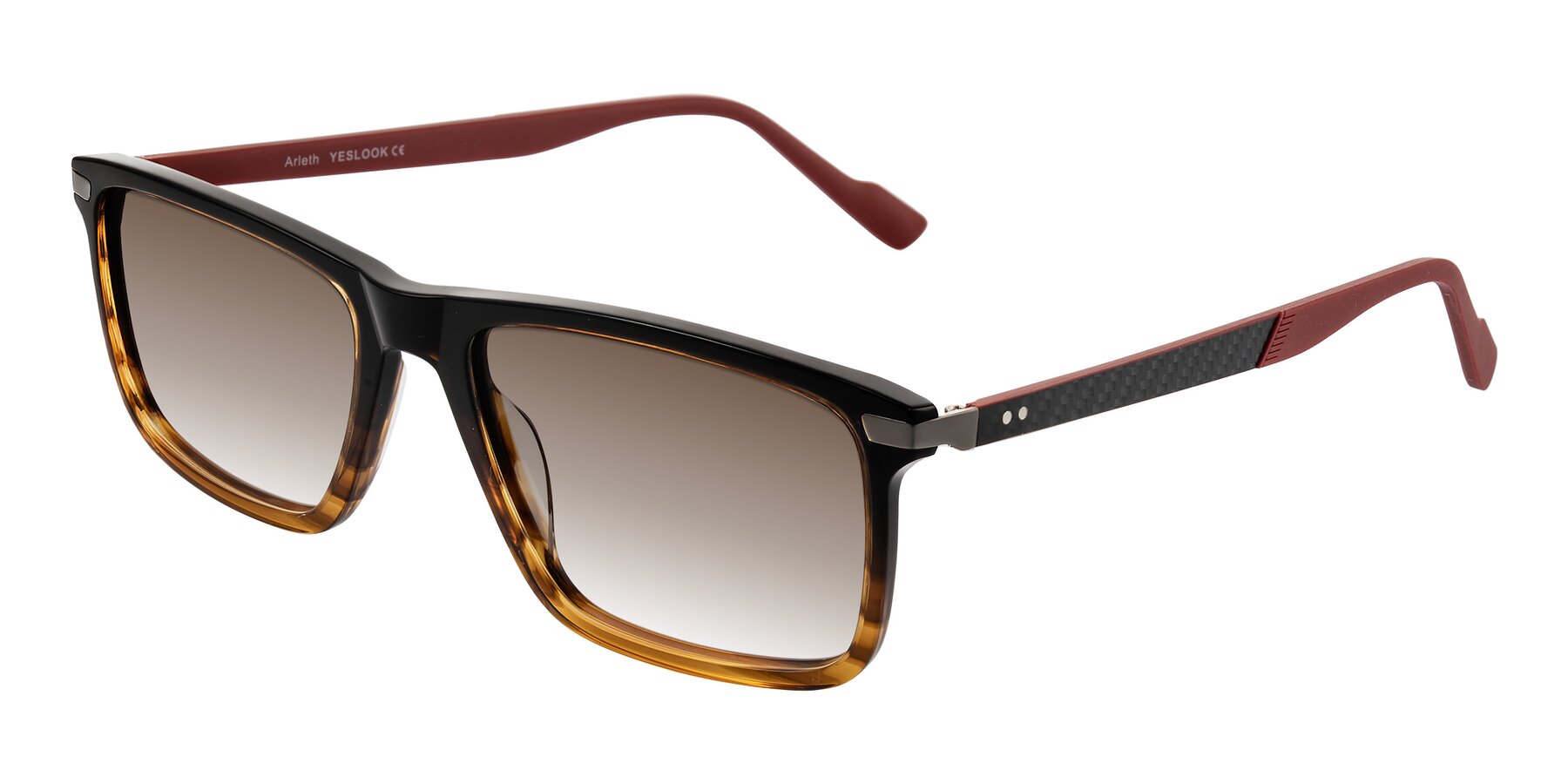 Angle of Arleth in Gradient Brown Striped/Red with Brown Gradient Lenses