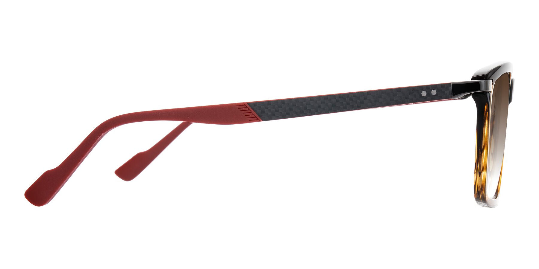 Side of Arleth in Gradient Brown Striped/Red with Brown Gradient Lenses