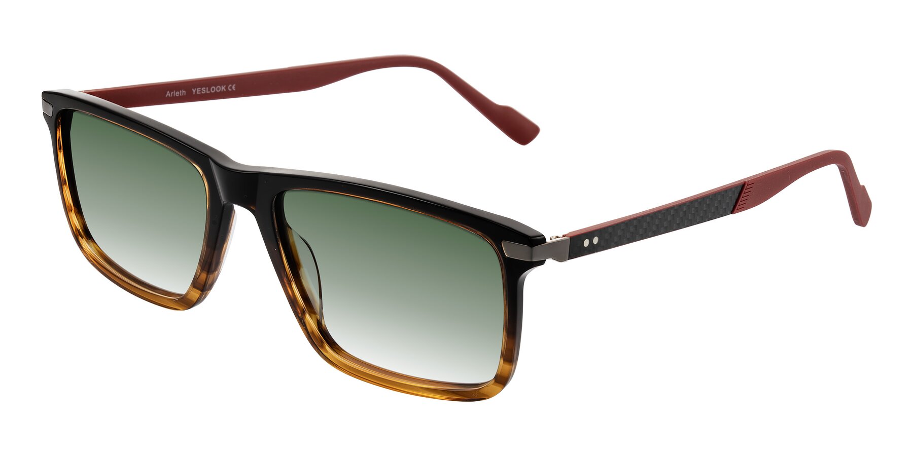 Angle of Arleth in Gradient Brown Striped/Red with Green Gradient Lenses