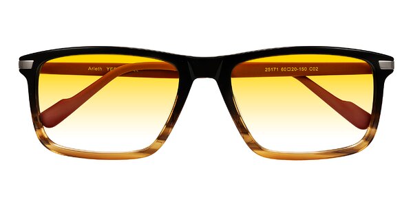 Front of Arleth in Gradient Brown Striped/Red