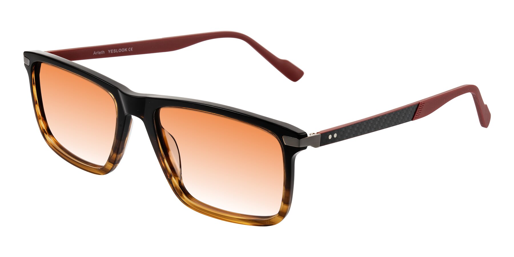 Angle of Arleth in Gradient Brown Striped/Red with Orange Gradient Lenses