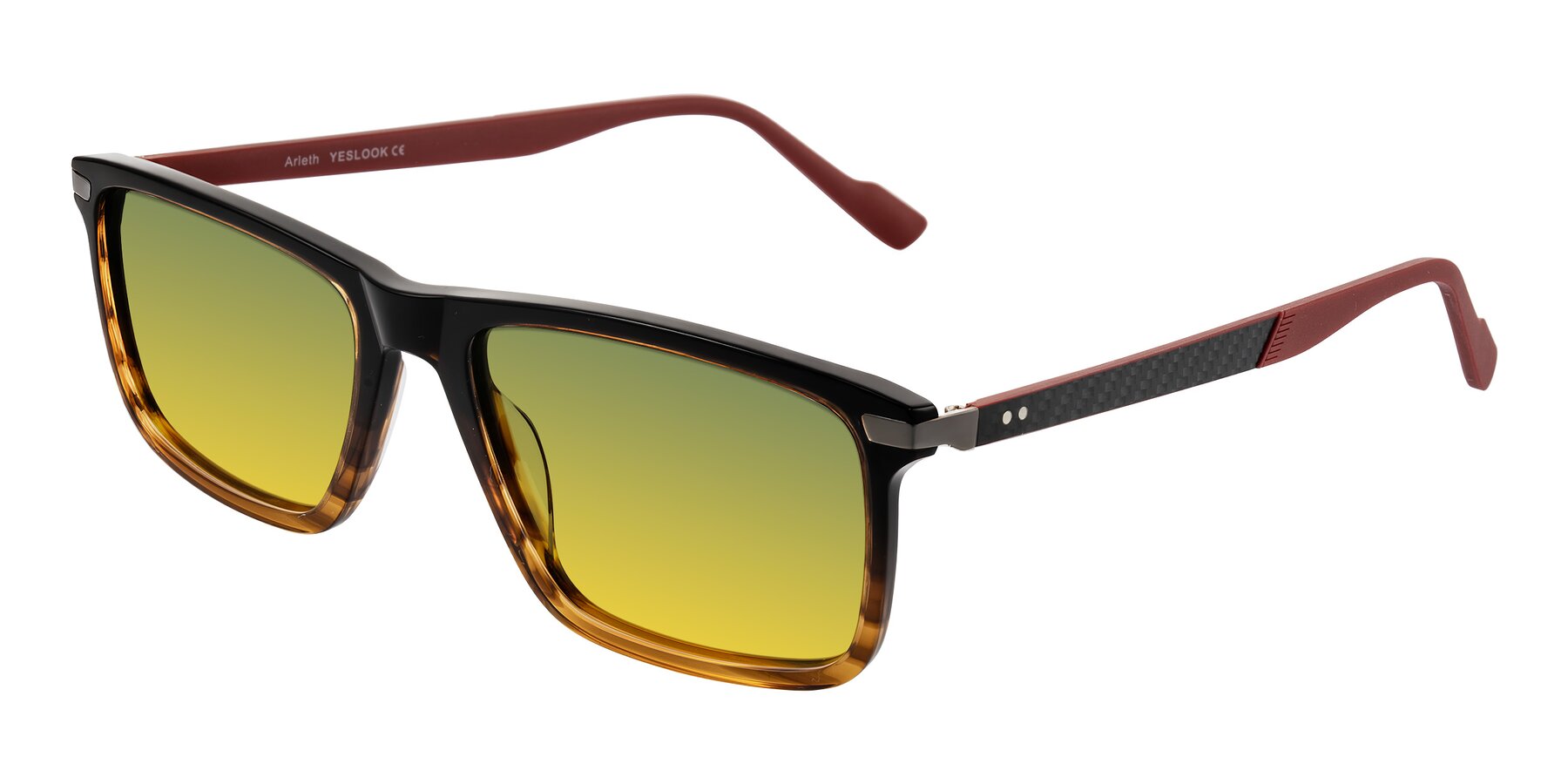 Angle of Arleth in Gradient Brown Striped/Red with Green / Yellow Gradient Lenses