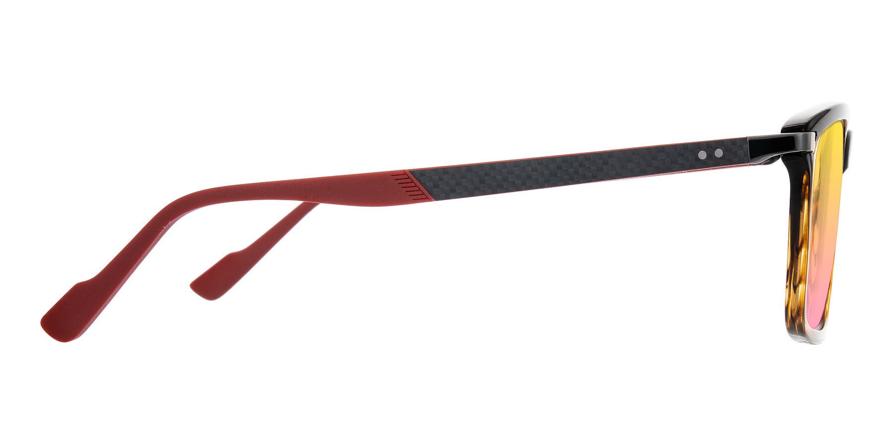 Side of Arleth in Gradient Brown Striped/Red with Yellow / Pink Gradient Lenses