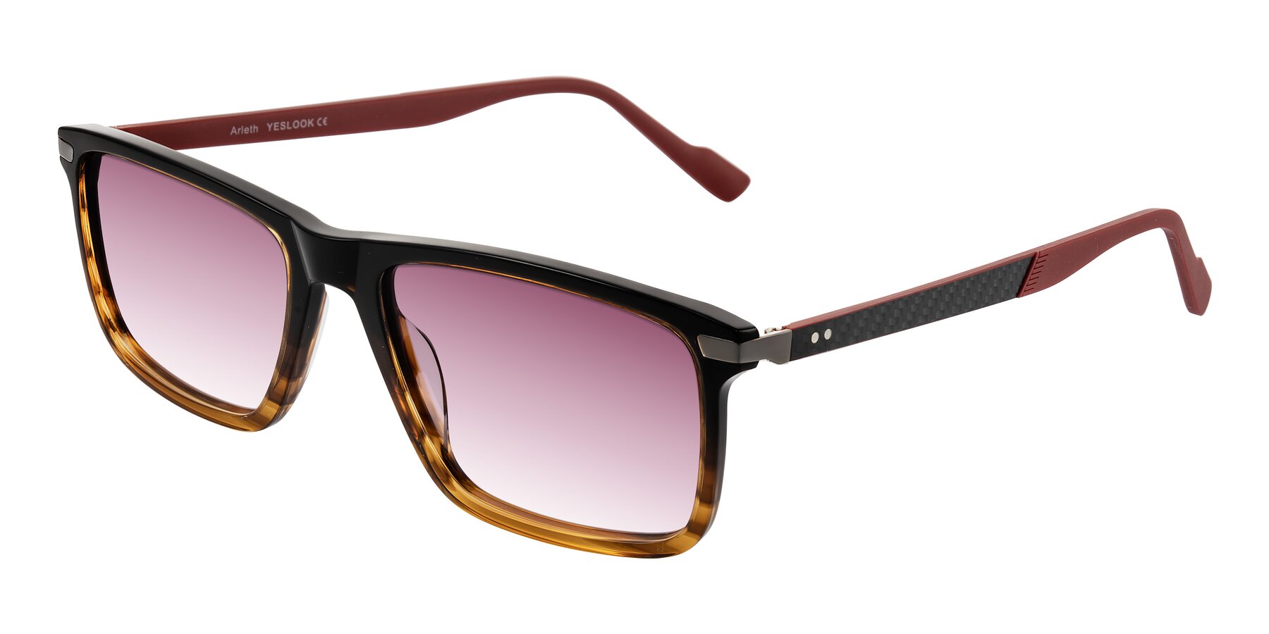 Angle of Arleth in Gradient Brown Striped/Red with Wine Gradient Lenses