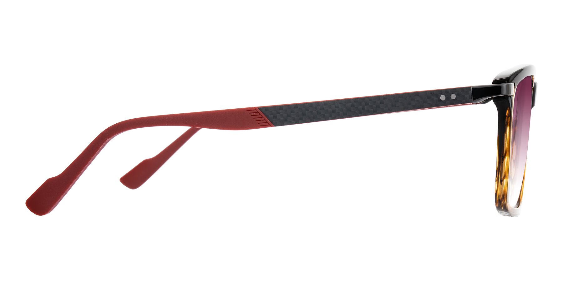 Side of Arleth in Gradient Brown Striped/Red with Wine Gradient Lenses