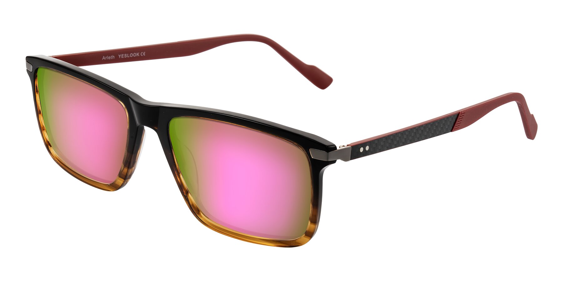 Angle of Arleth in Gradient Brown Striped/Red with Pink Mirrored Lenses