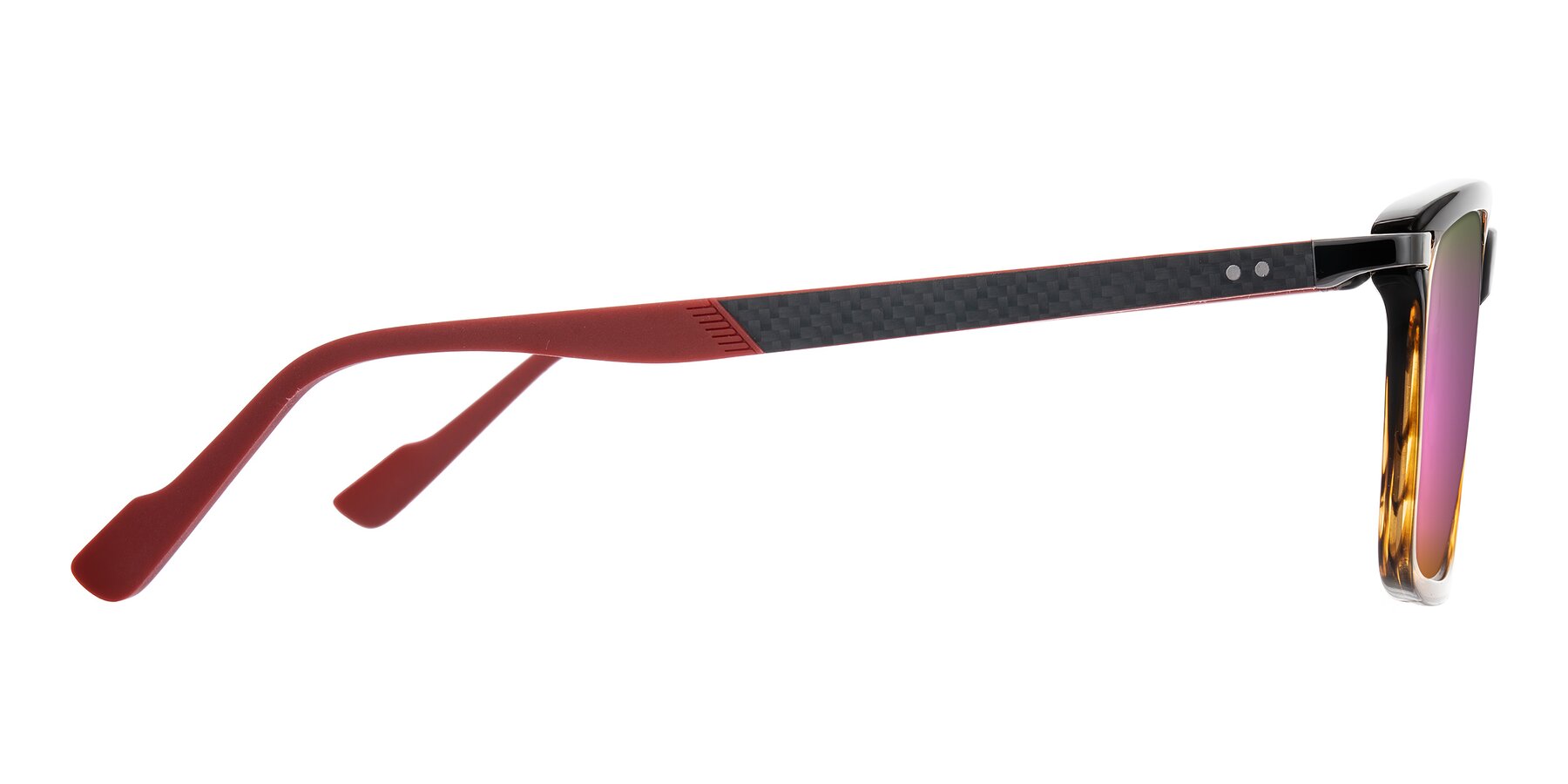 Side of Arleth in Gradient Brown Striped/Red with Pink Mirrored Lenses