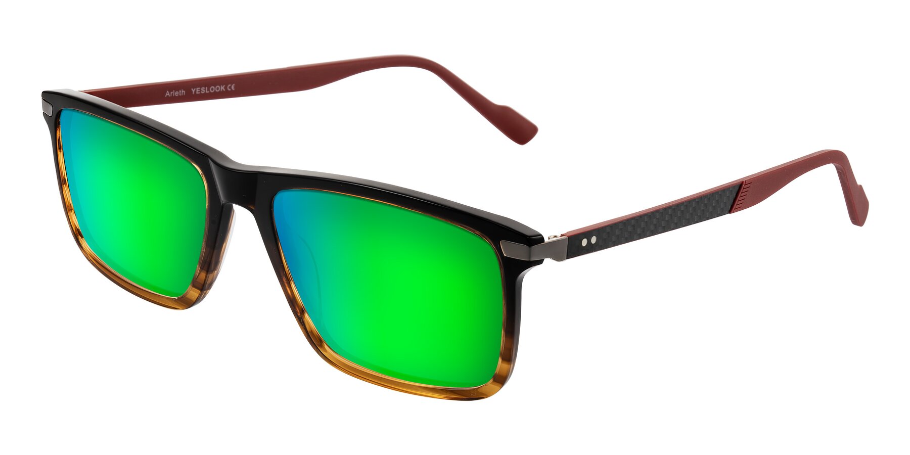 Angle of Arleth in Gradient Brown Striped/Red with Green Mirrored Lenses