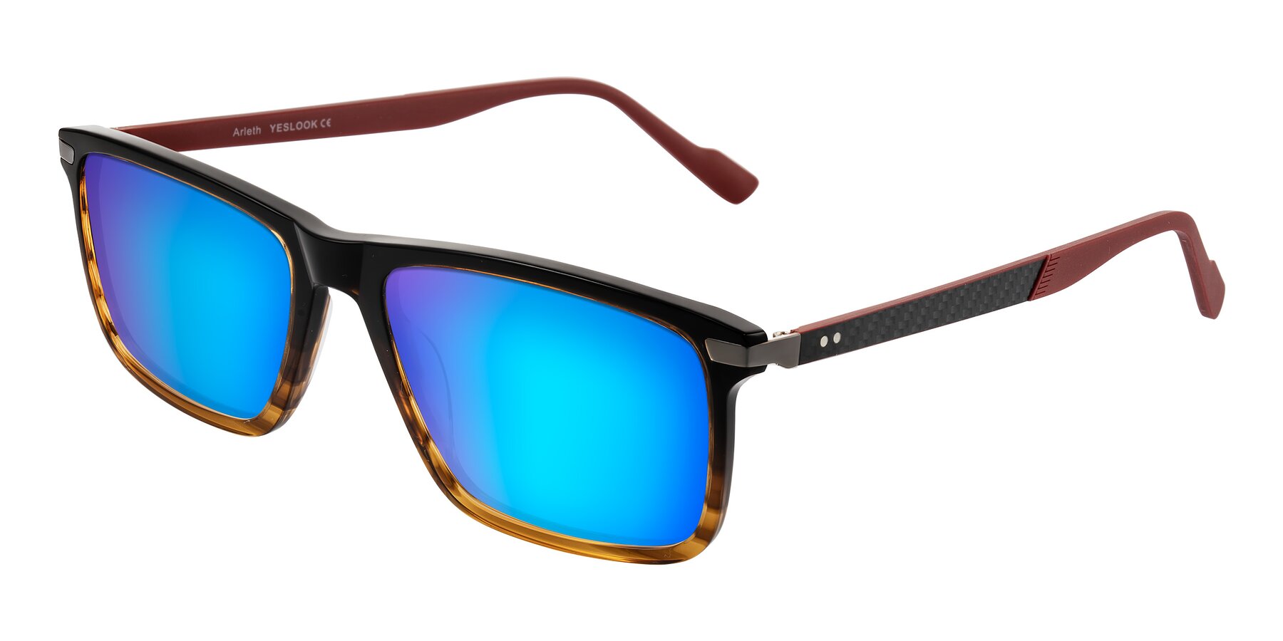 Angle of Arleth in Gradient Brown Striped/Red with Blue Mirrored Lenses