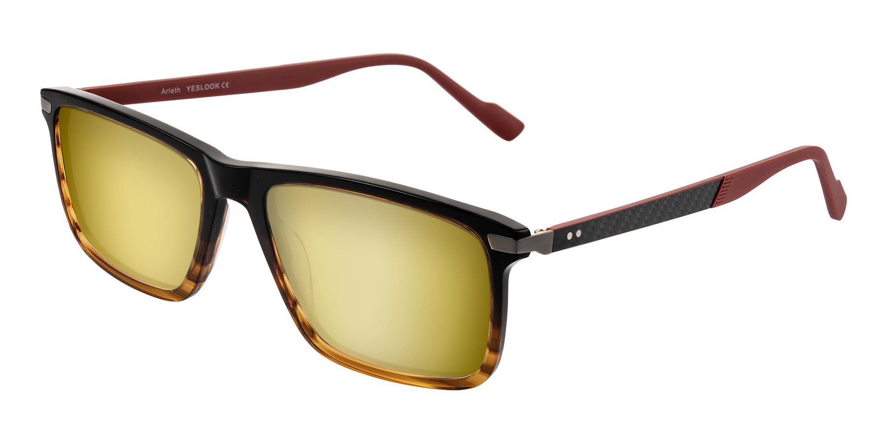 Angle of Arleth in Gradient Brown Striped/Red with Gold Mirrored Lenses