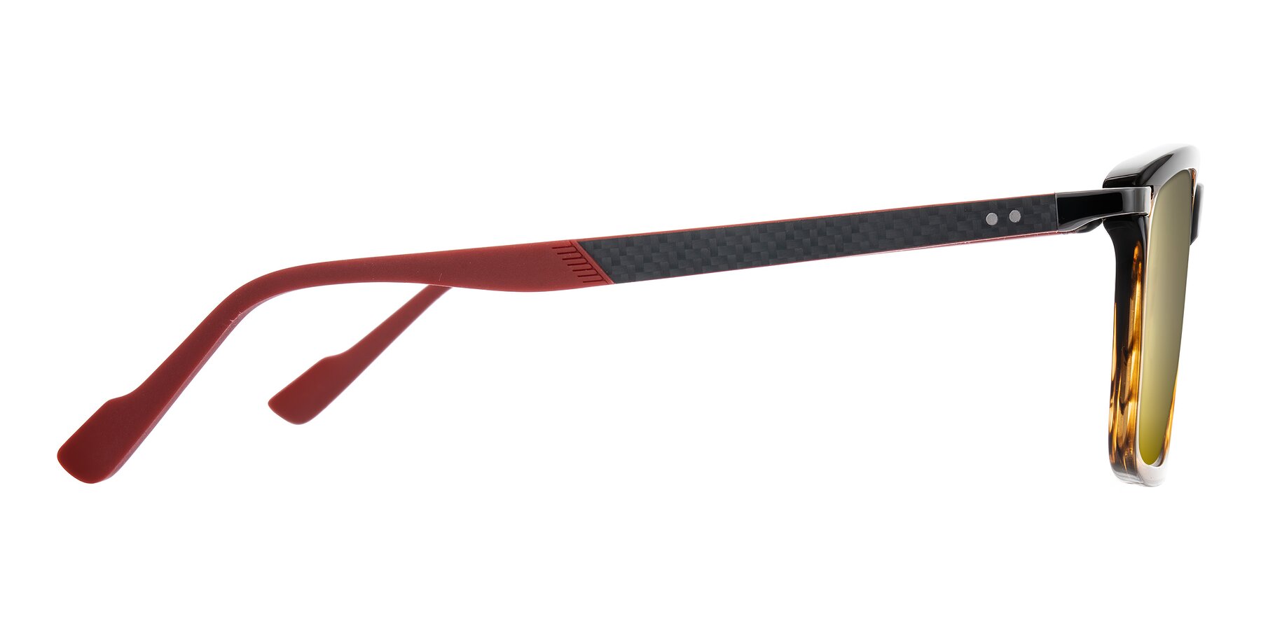 Side of Arleth in Gradient Brown Striped/Red with Gold Mirrored Lenses