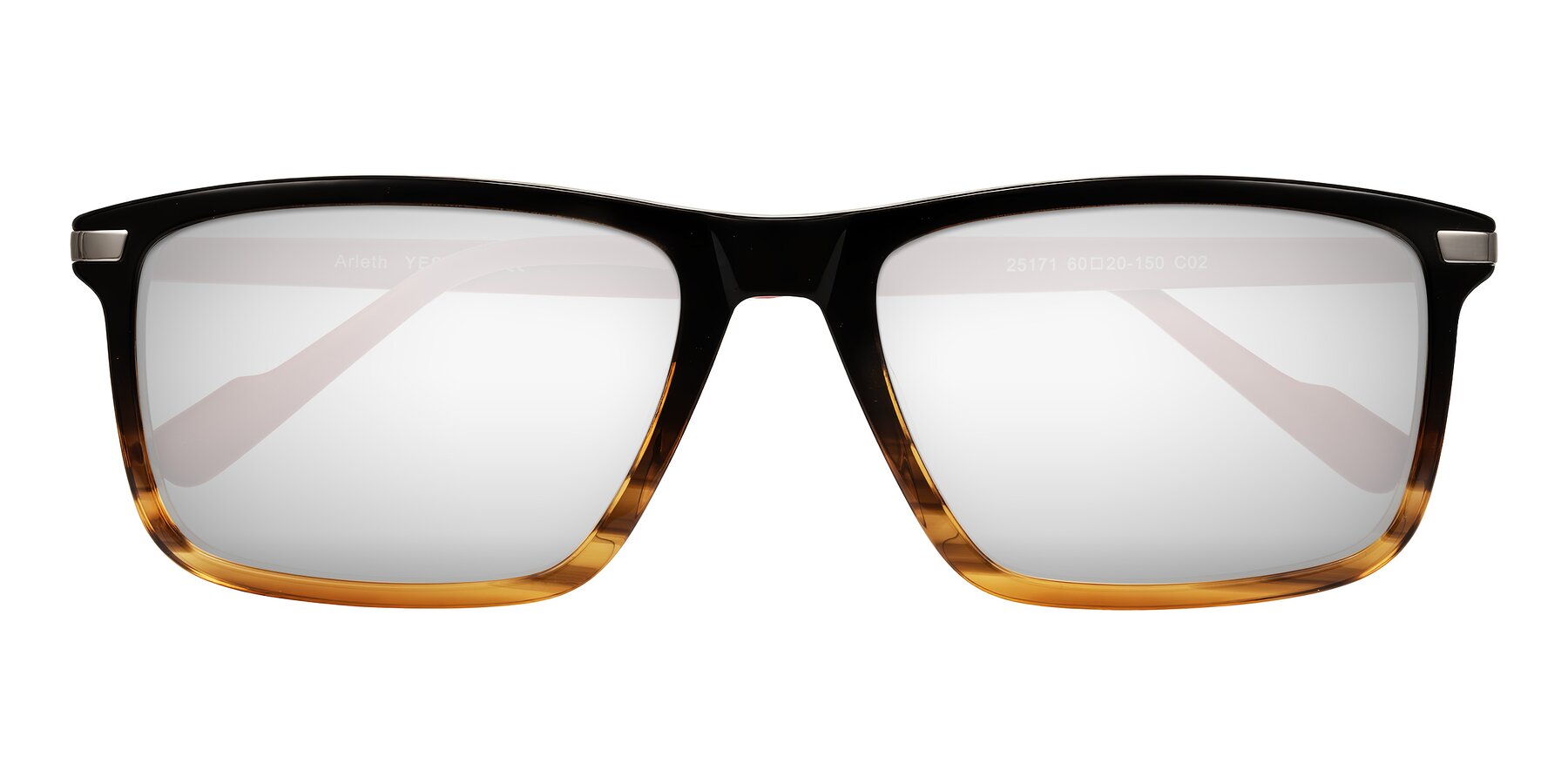 Folded Front of Arleth in Gradient Brown Striped/Red with Silver Mirrored Lenses