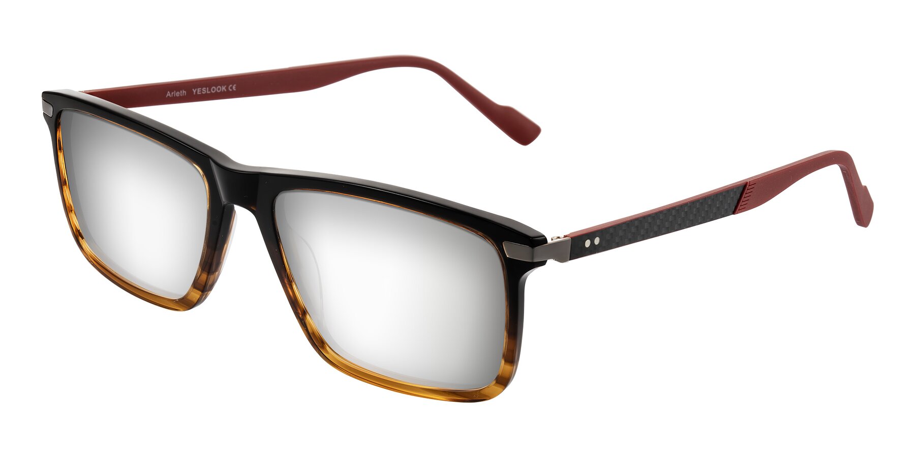 Angle of Arleth in Gradient Brown Striped/Red with Silver Mirrored Lenses