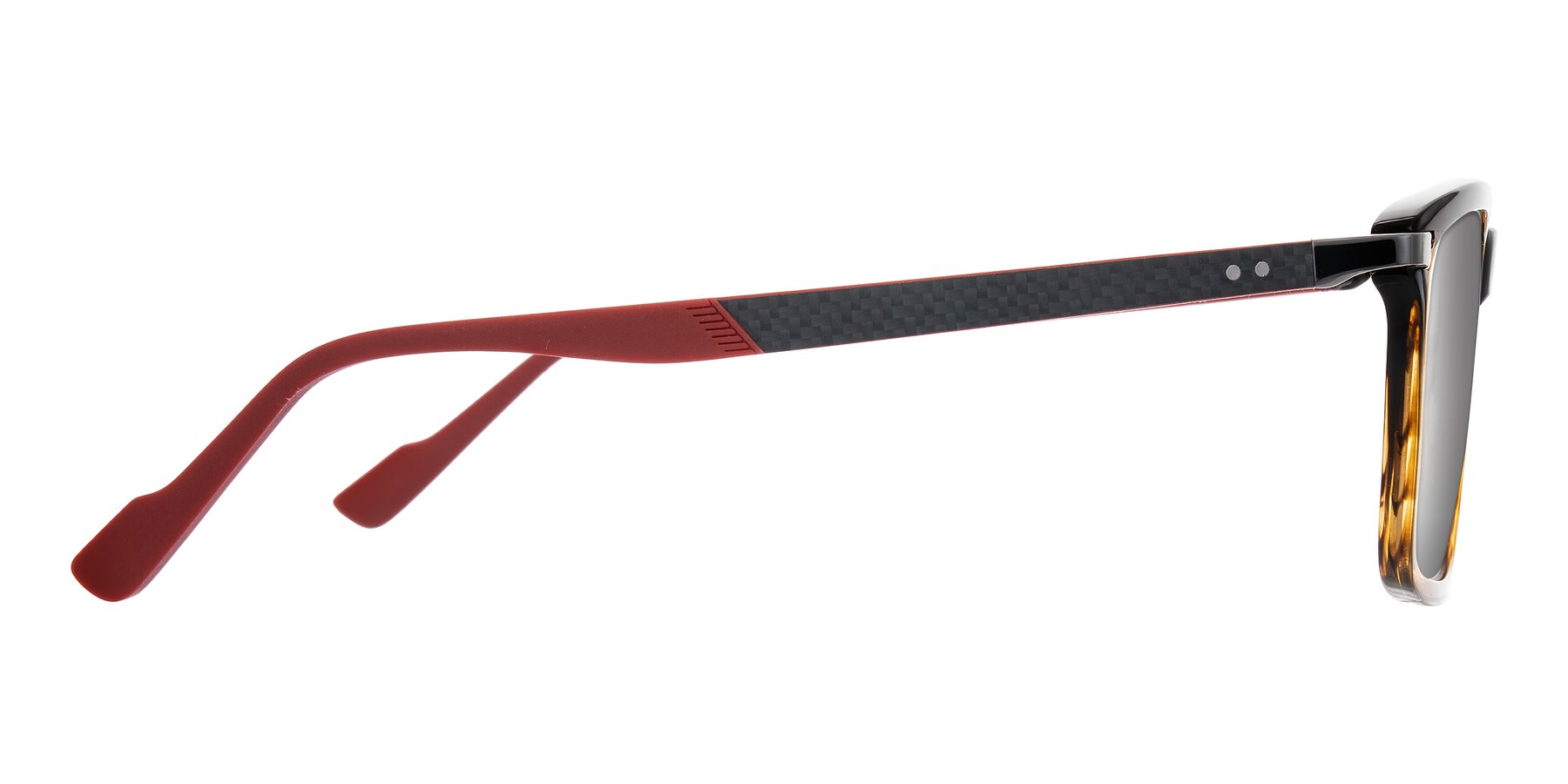 Side of Arleth in Gradient Brown Striped/Red with Silver Mirrored Lenses