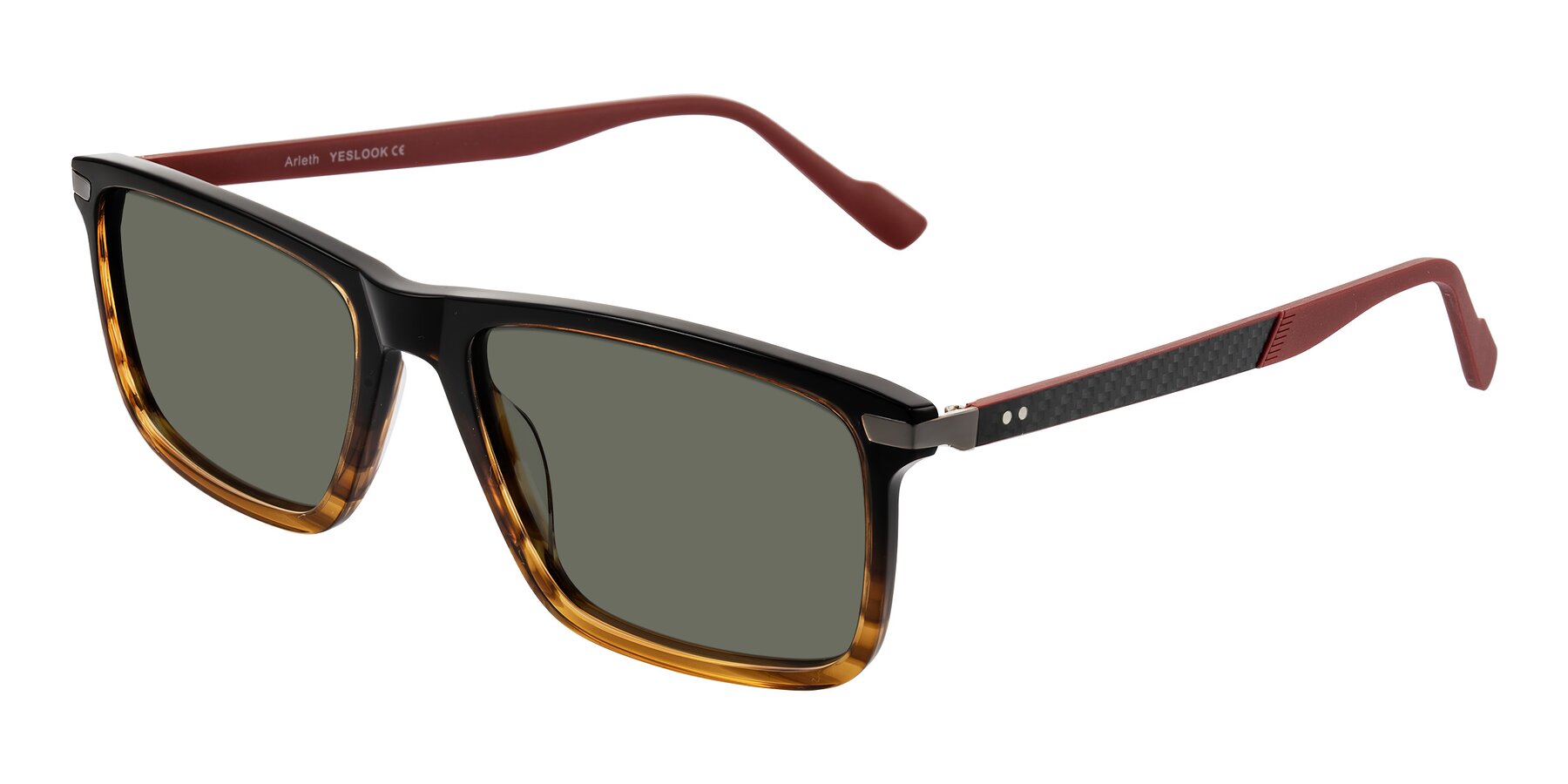 Angle of Arleth in Gradient Brown Striped/Red with Gray Polarized Lenses