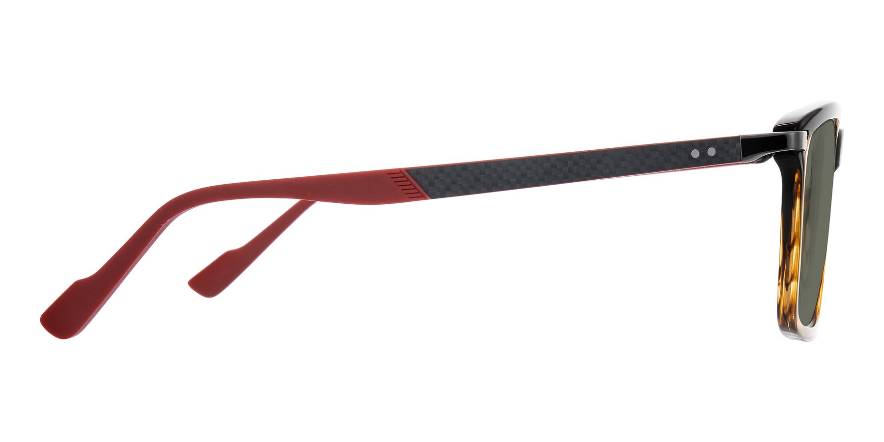 Side of Arleth in Gradient Brown Striped/Red with Gray Polarized Lenses