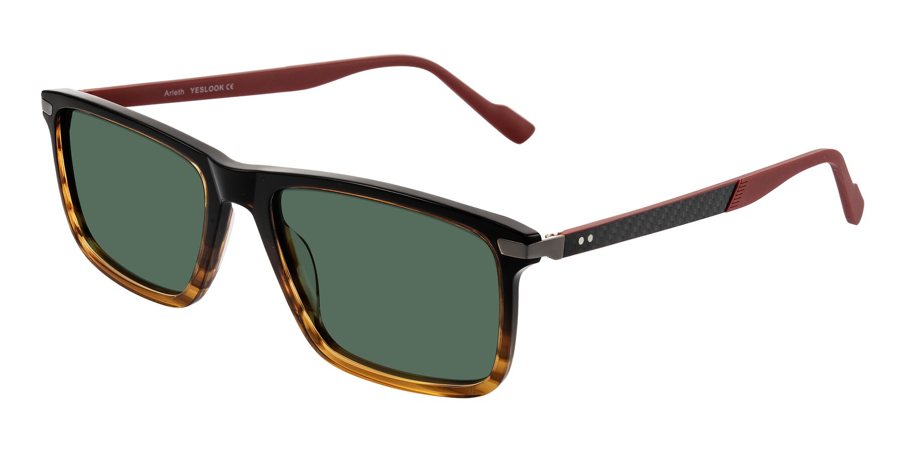Angle of Arleth in Gradient Brown Striped/Red with Green Polarized Lenses