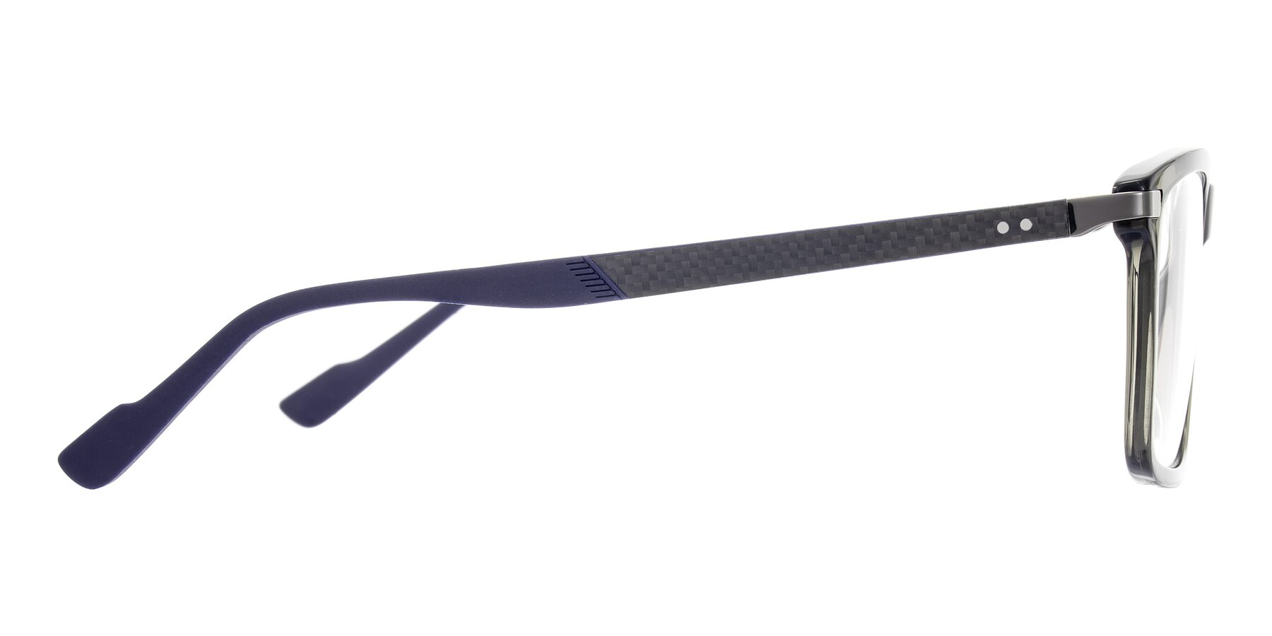 Side of Arleth in Transparent Gray with Clear Eyeglass Lenses