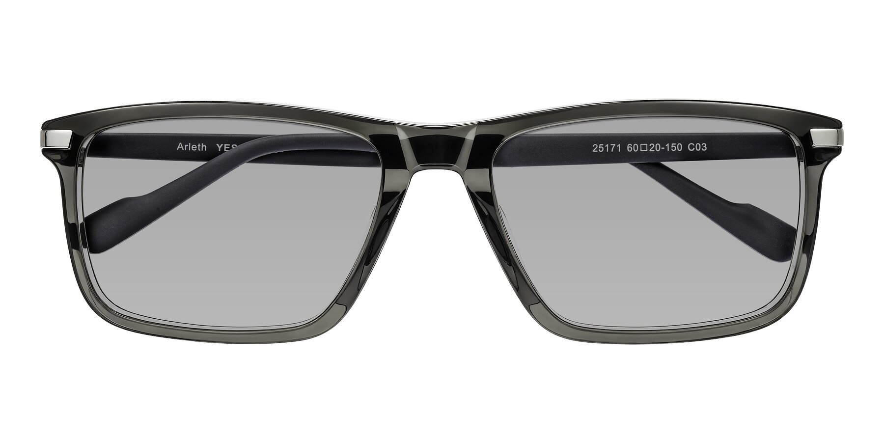 Folded Front of Arleth in Transparent Gray with Light Gray Tinted Lenses