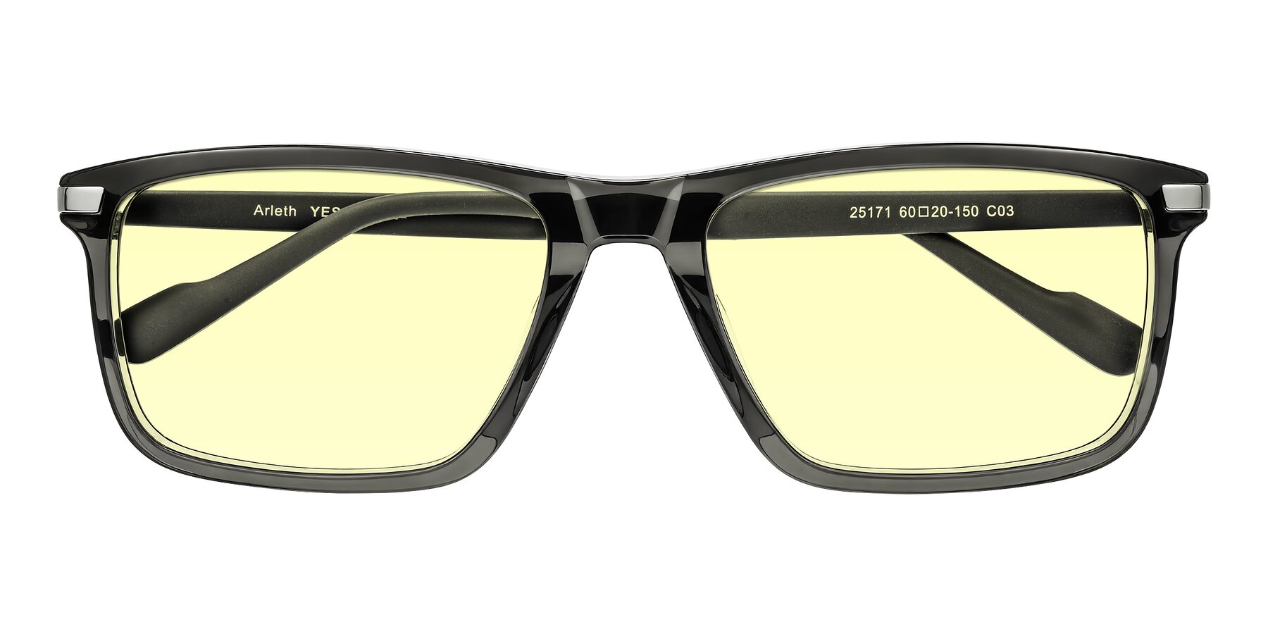 Folded Front of Arleth in Transparent Gray with Light Yellow Tinted Lenses