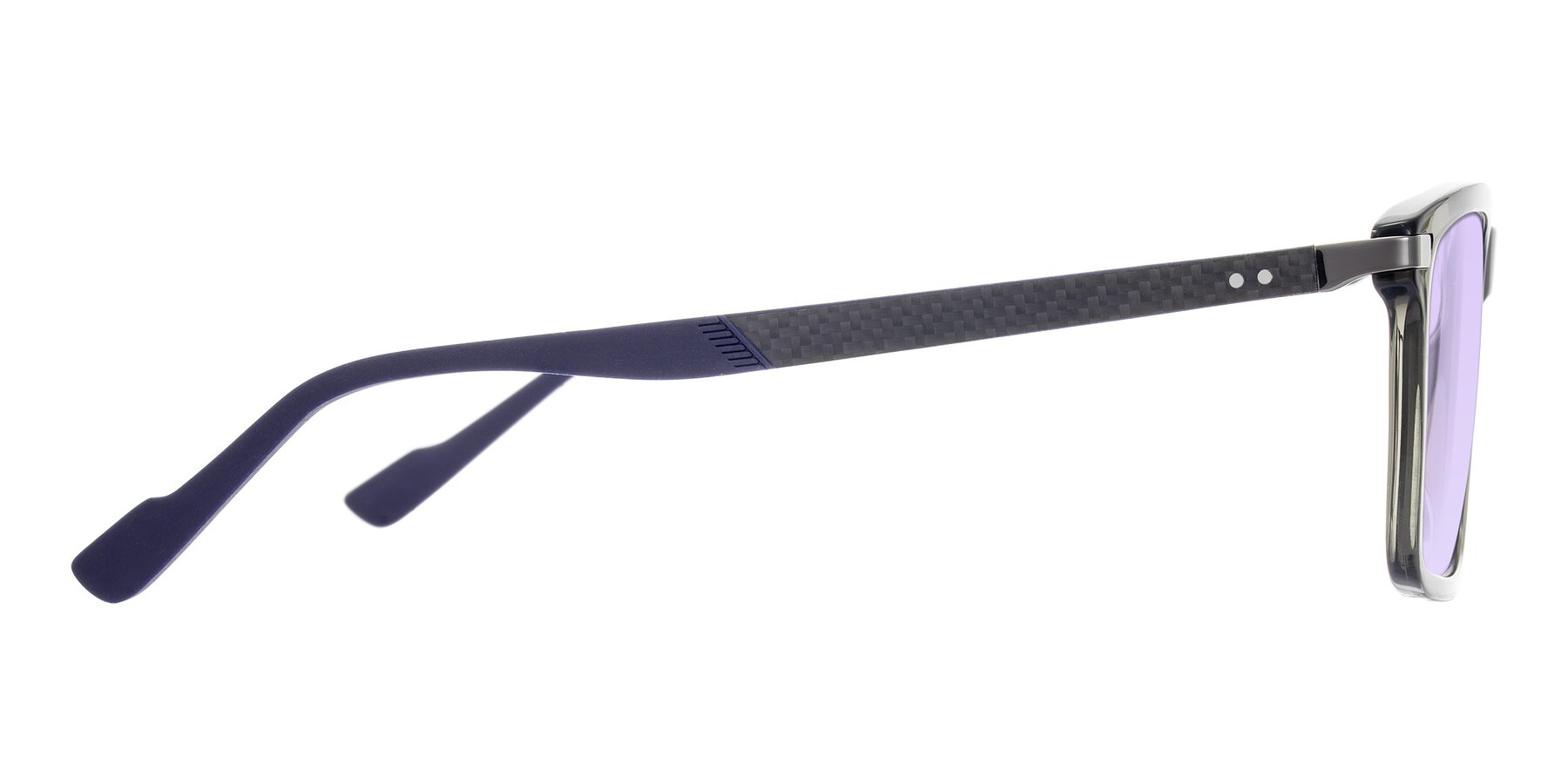 Side of Arleth in Transparent Gray with Light Purple Tinted Lenses
