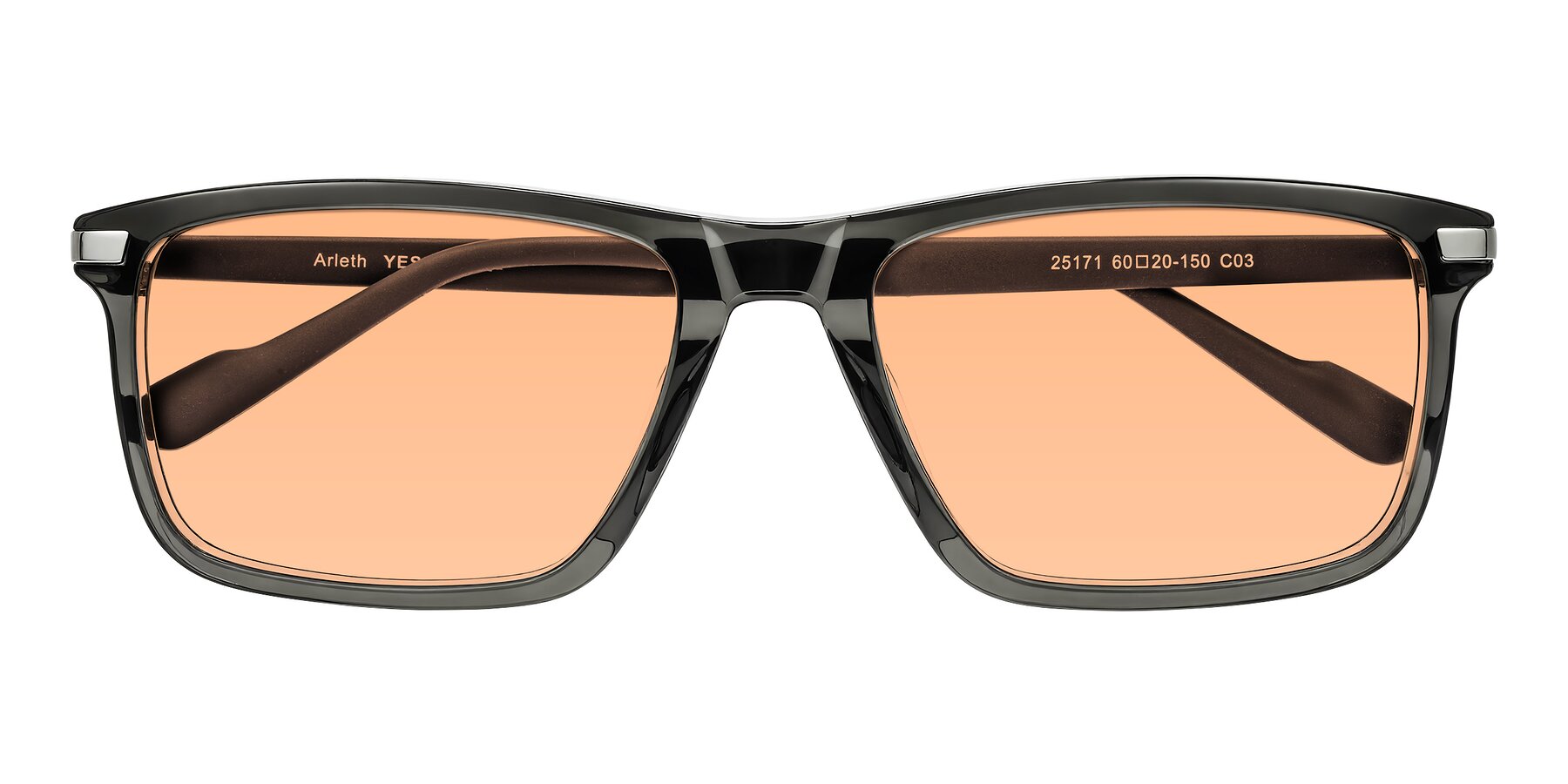 Folded Front of Arleth in Transparent Gray with Light Orange Tinted Lenses