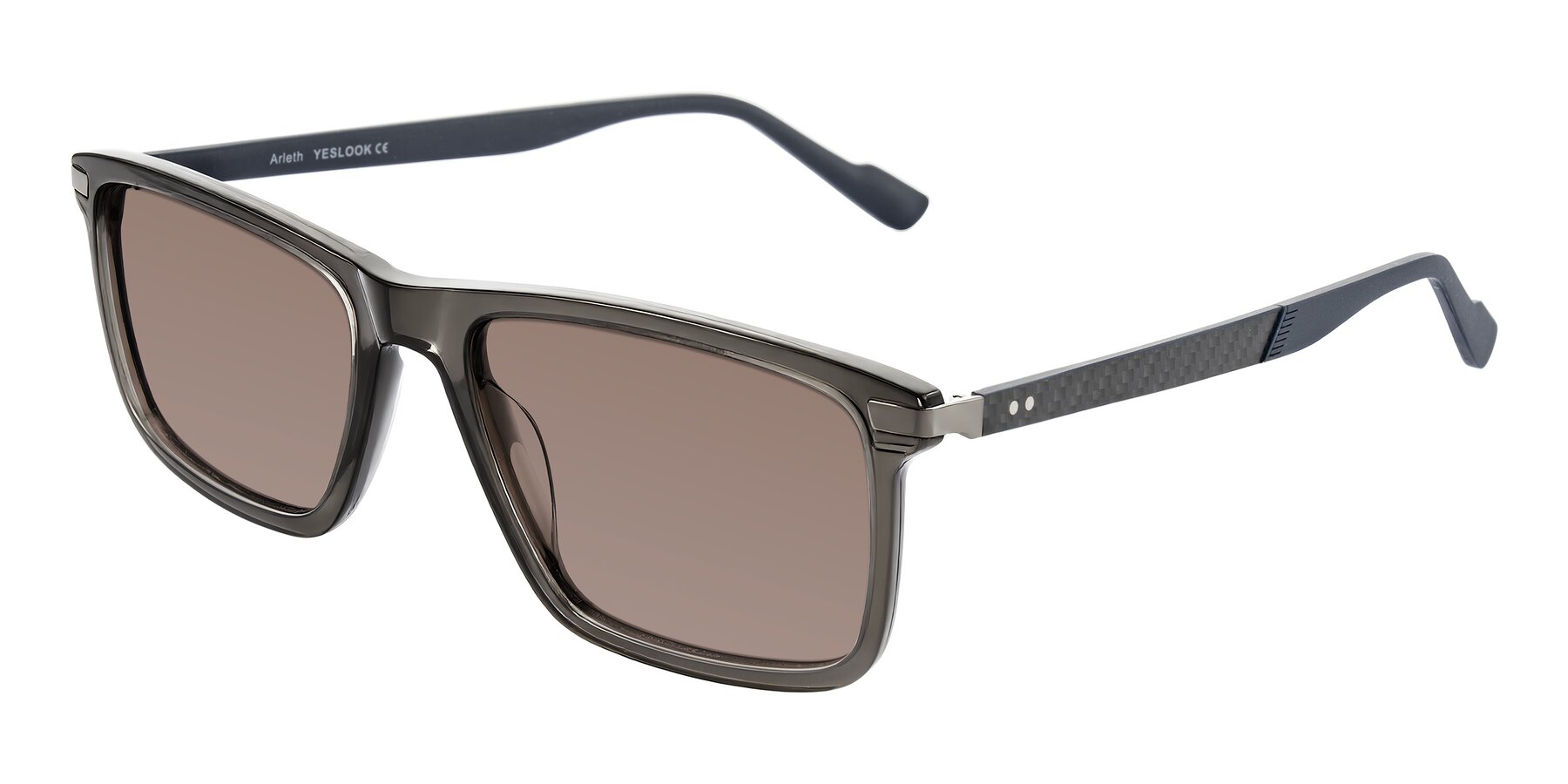 Angle of Arleth in Transparent Gray with Medium Brown Tinted Lenses