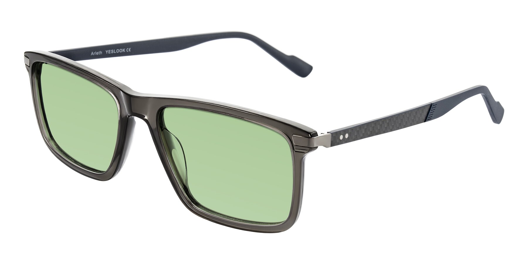 Angle of Arleth in Transparent Gray with Medium Green Tinted Lenses