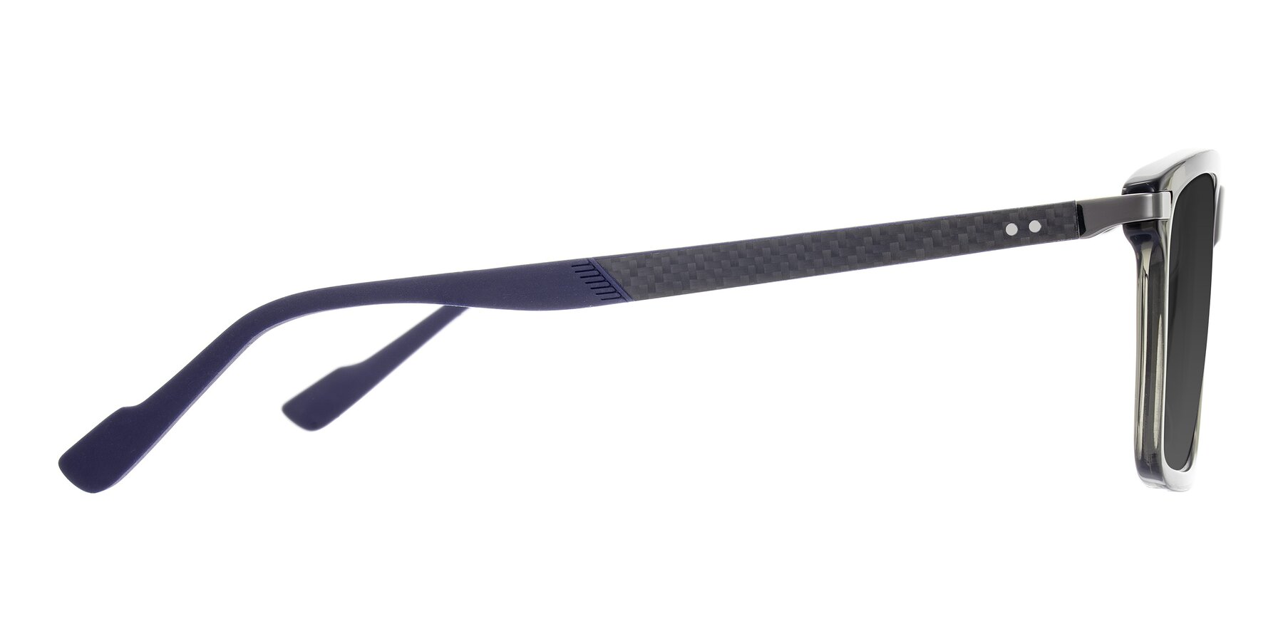 Side of Arleth in Transparent Gray with Gray Tinted Lenses