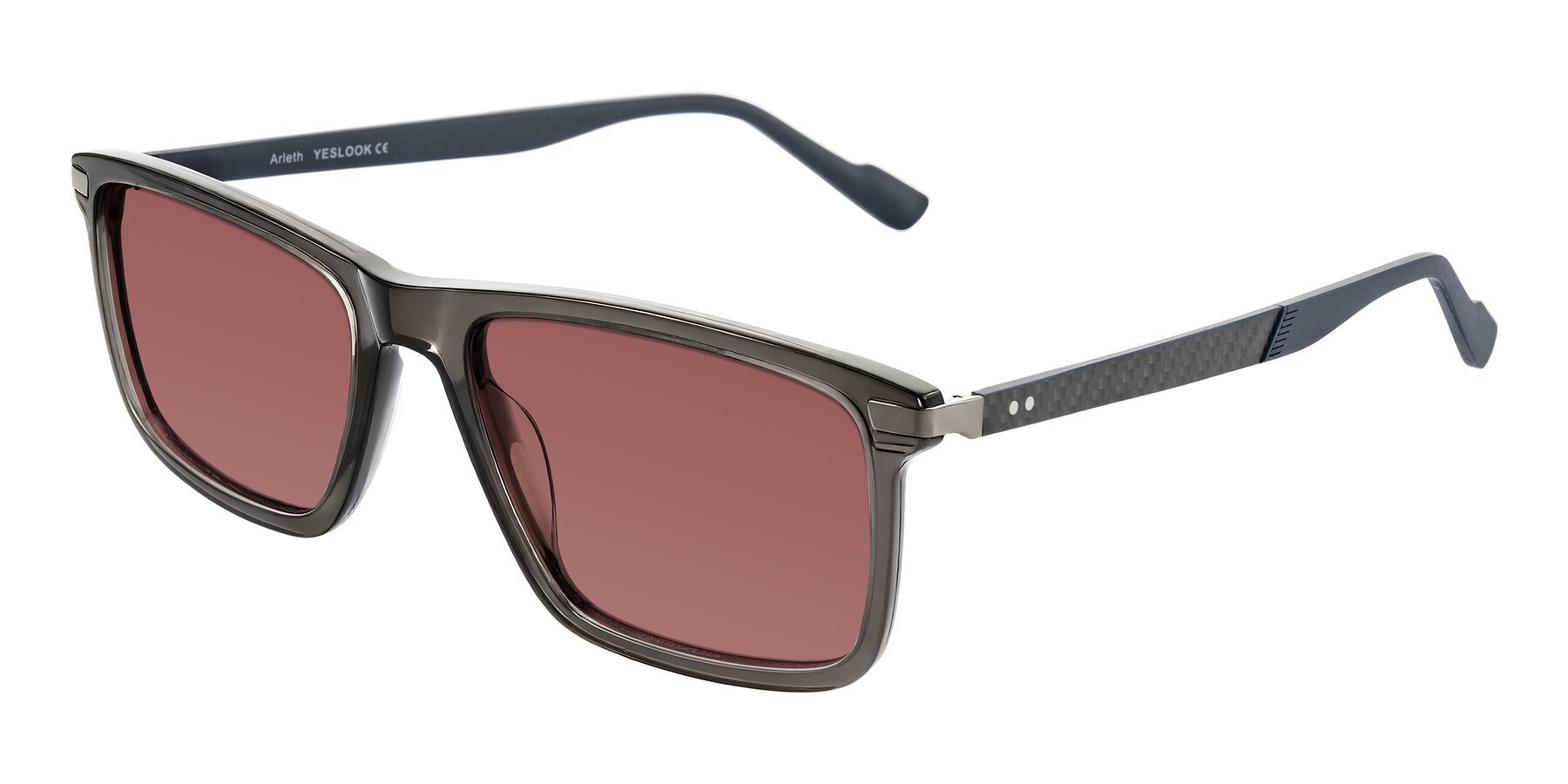 Angle of Arleth in Transparent Gray with Garnet Tinted Lenses