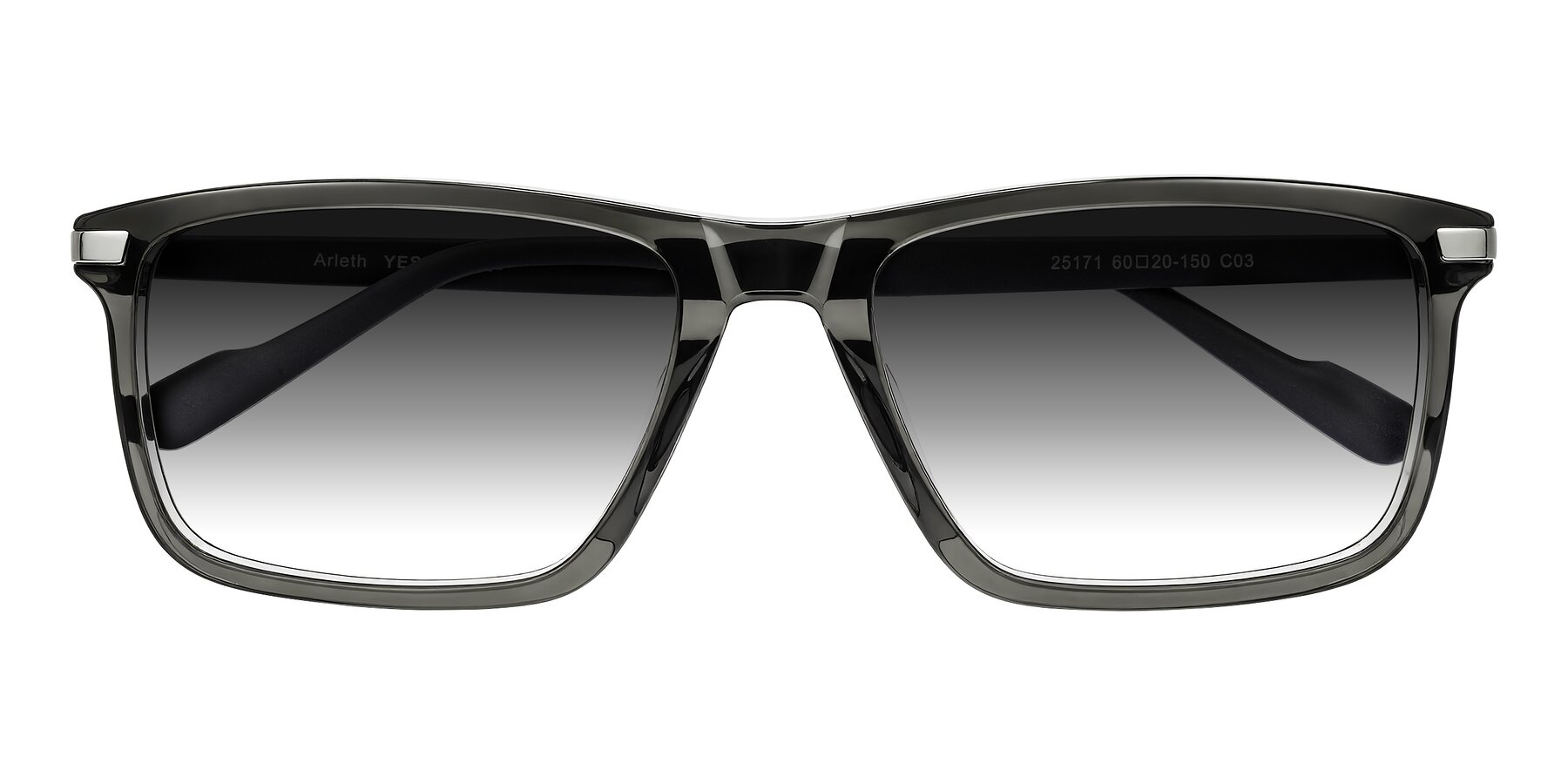 Folded Front of Arleth in Transparent Gray with Gray Gradient Lenses