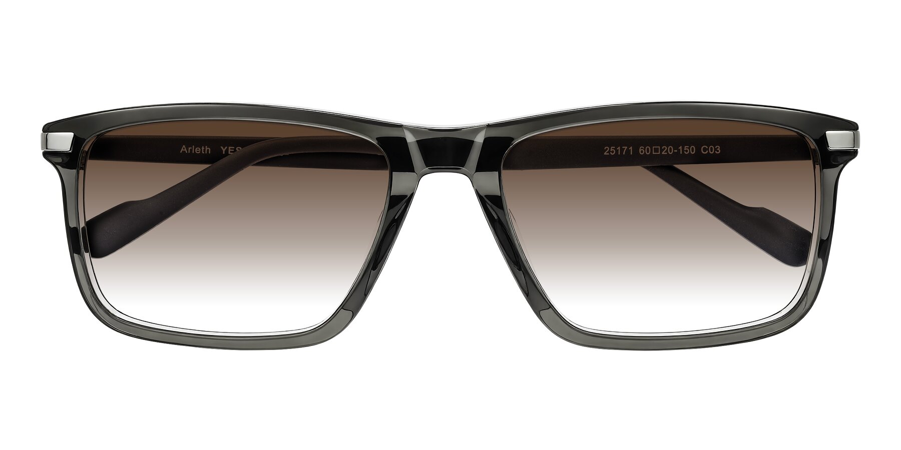 Folded Front of Arleth in Transparent Gray with Brown Gradient Lenses