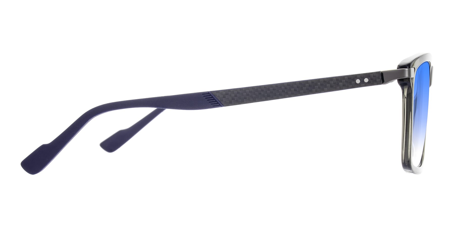 Side of Arleth in Transparent Gray with Blue Gradient Lenses