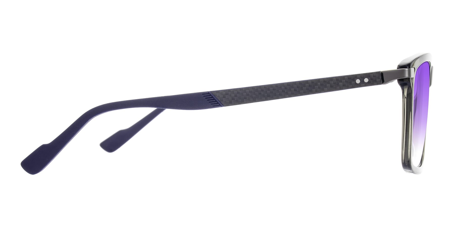 Side of Arleth in Transparent Gray with Purple Gradient Lenses