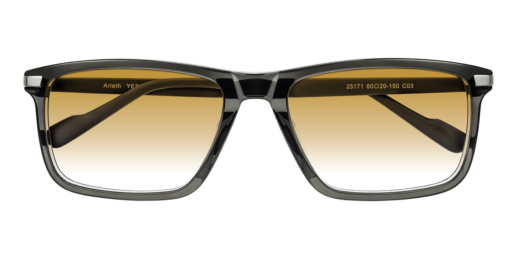 Folded Front of Arleth in Transparent Gray with Champagne Gradient Lenses