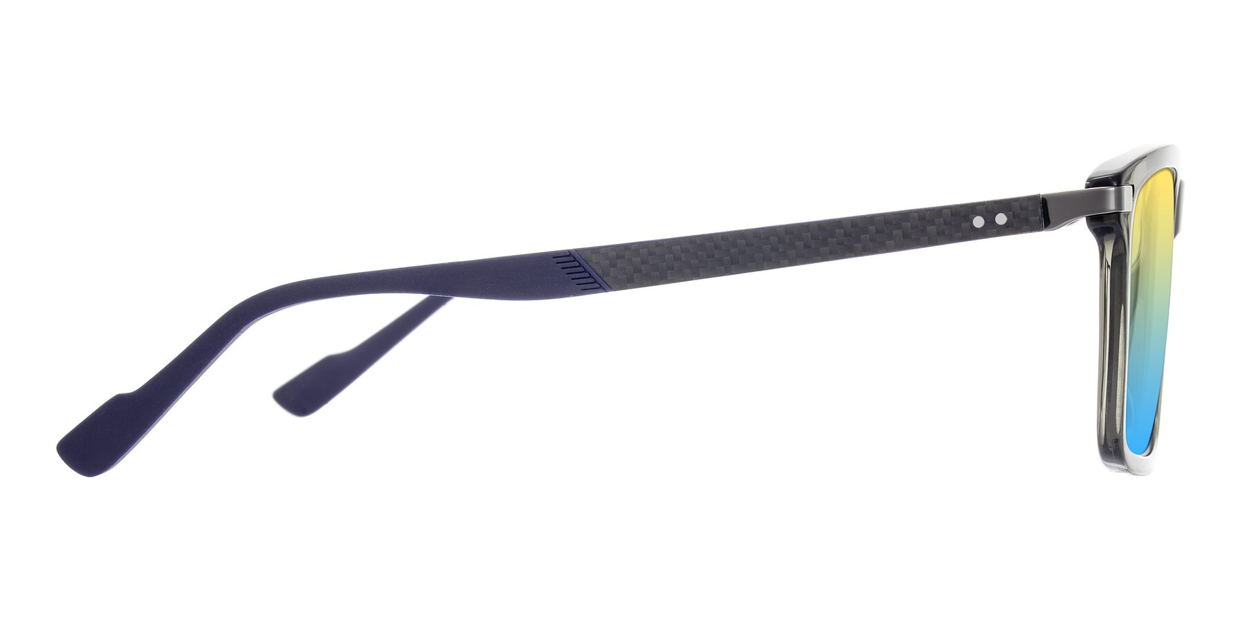 Side of Arleth in Transparent Gray with Yellow / Blue Gradient Lenses