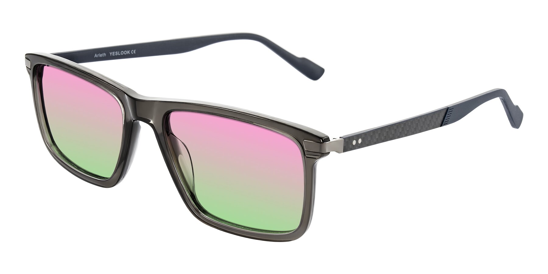 Angle of Arleth in Transparent Gray with Pink / Green Gradient Lenses