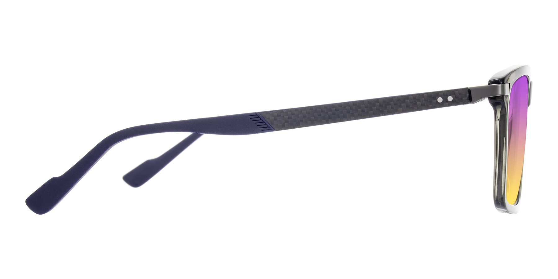 Side of Arleth in Transparent Gray with Purple / Yellow Gradient Lenses