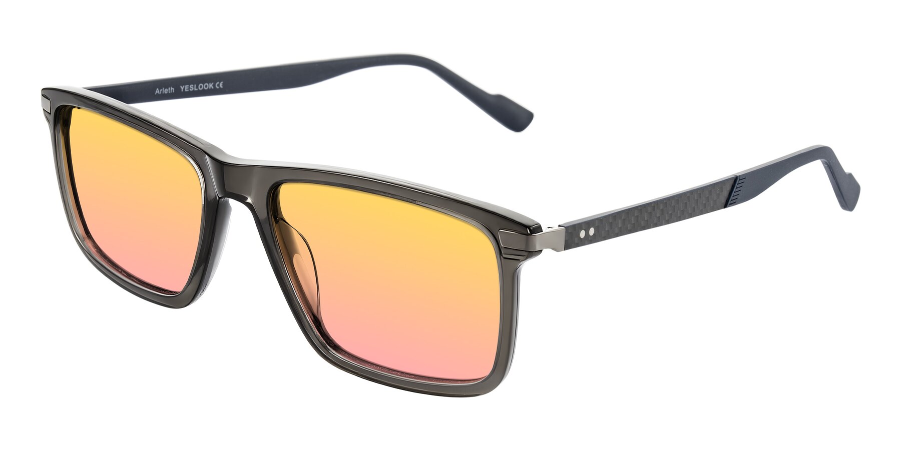 Angle of Arleth in Transparent Gray with Yellow / Pink Gradient Lenses