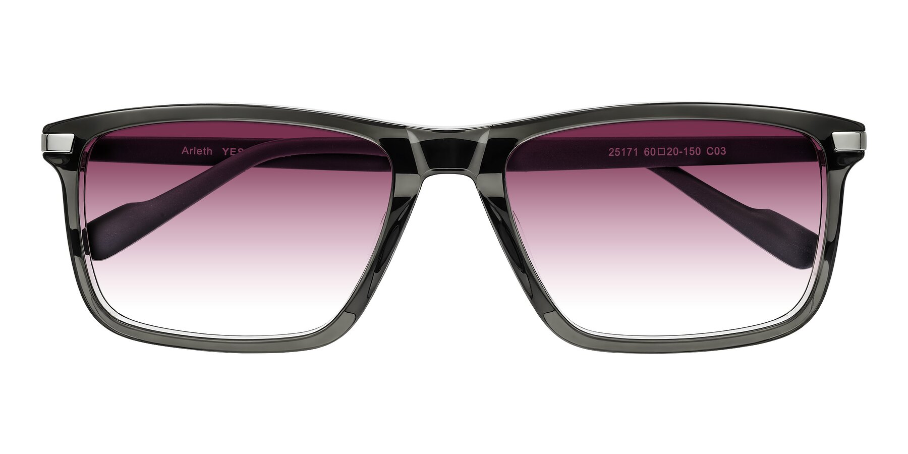 Folded Front of Arleth in Transparent Gray with Wine Gradient Lenses