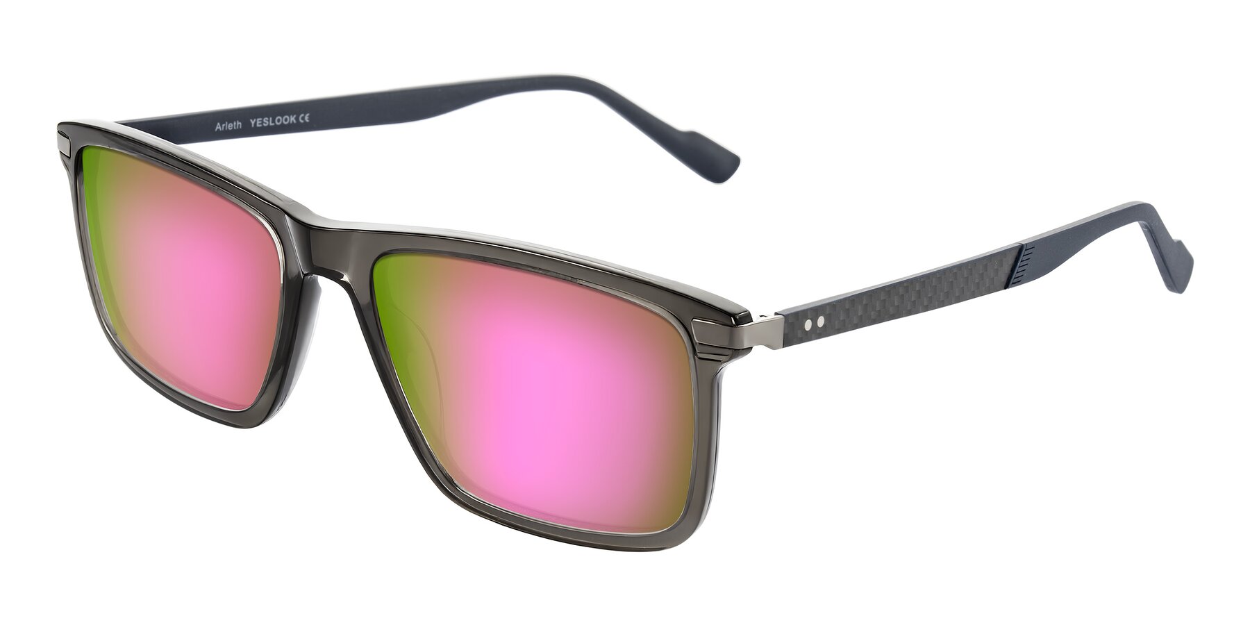Angle of Arleth in Transparent Gray with Pink Mirrored Lenses