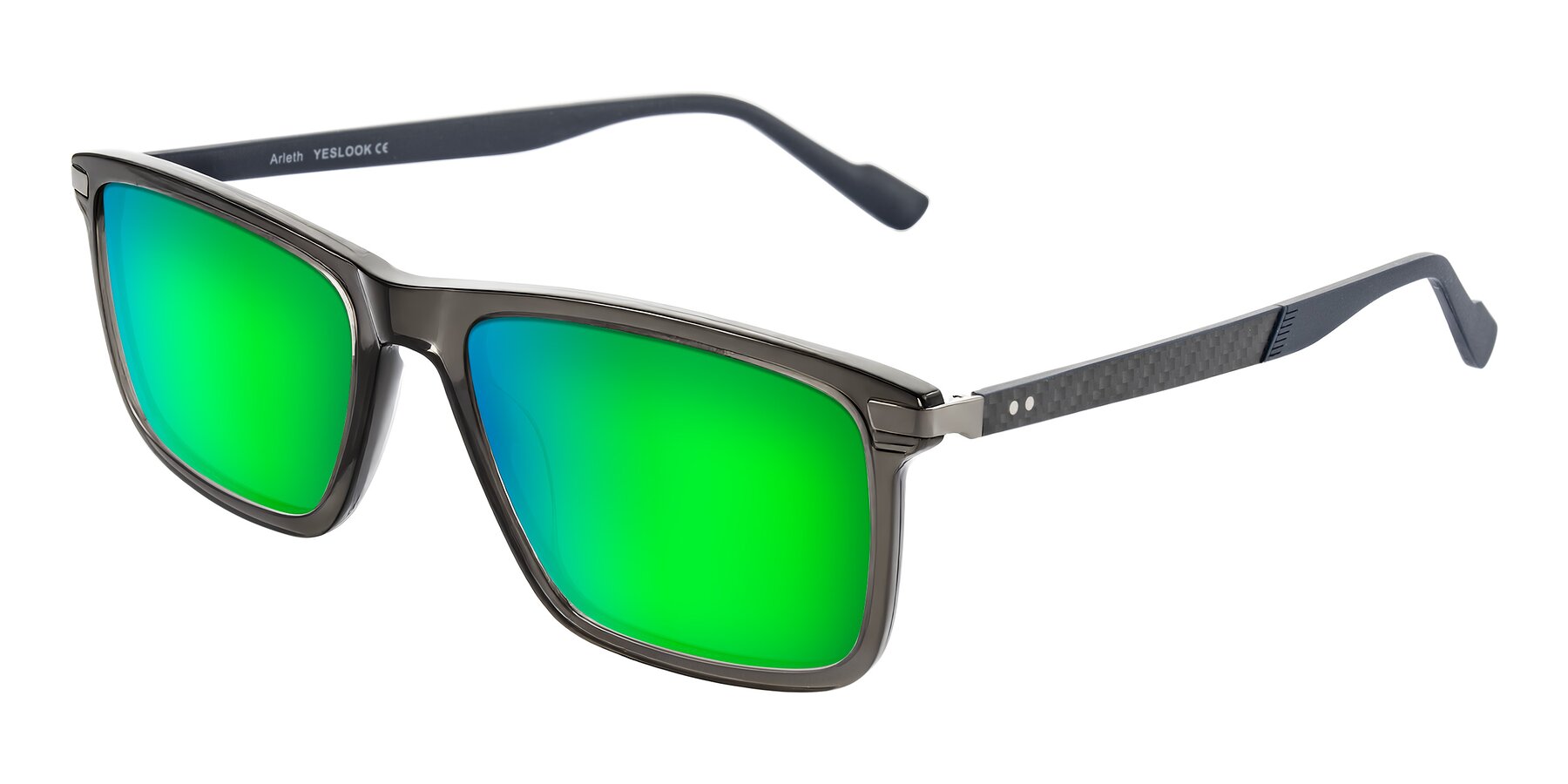 Angle of Arleth in Transparent Gray with Green Mirrored Lenses