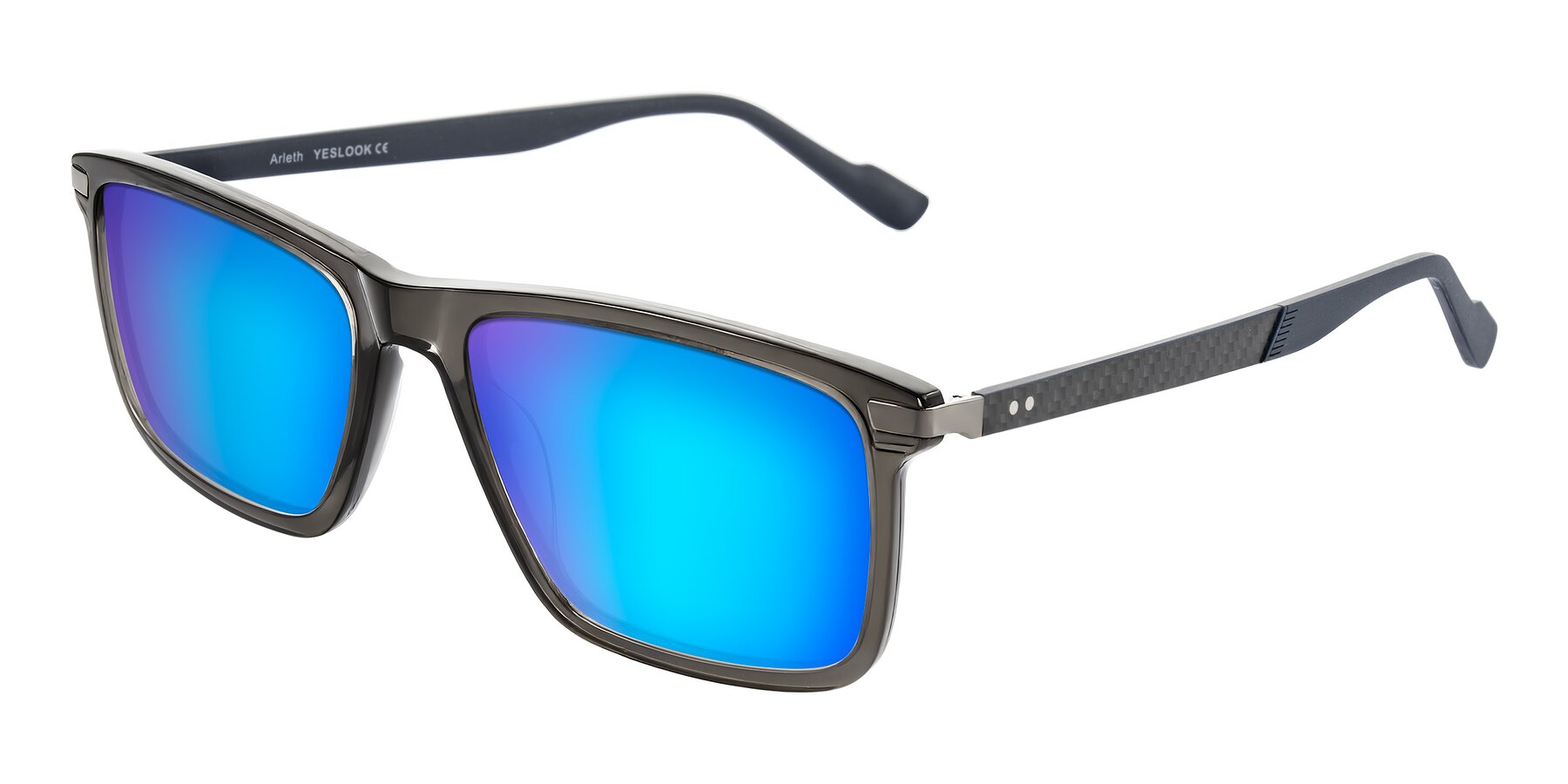 Angle of Arleth in Transparent Gray with Blue Mirrored Lenses