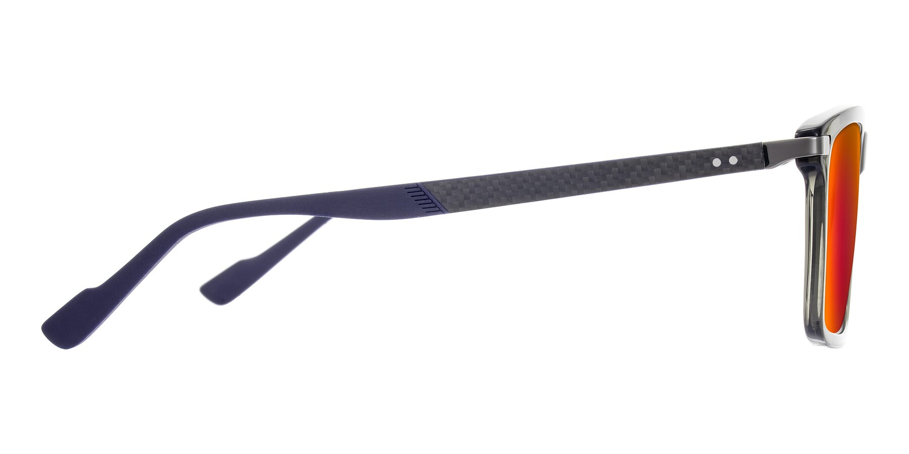 Side of Arleth in Transparent Gray with Red Gold Mirrored Lenses