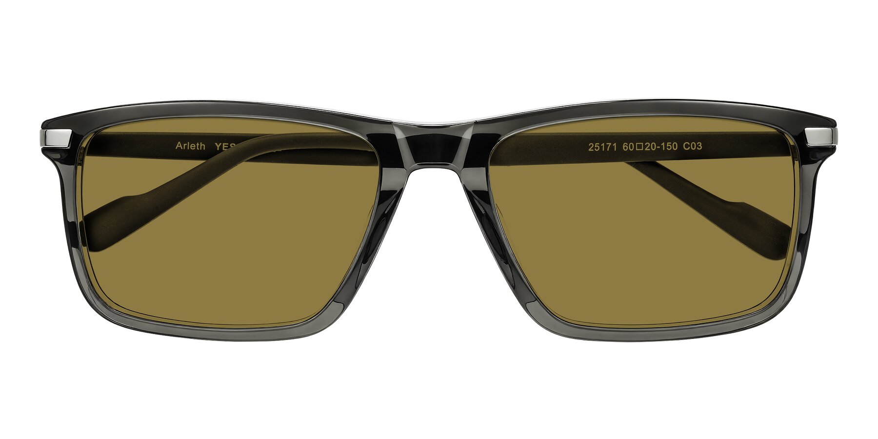Folded Front of Arleth in Transparent Gray with Brown Polarized Lenses