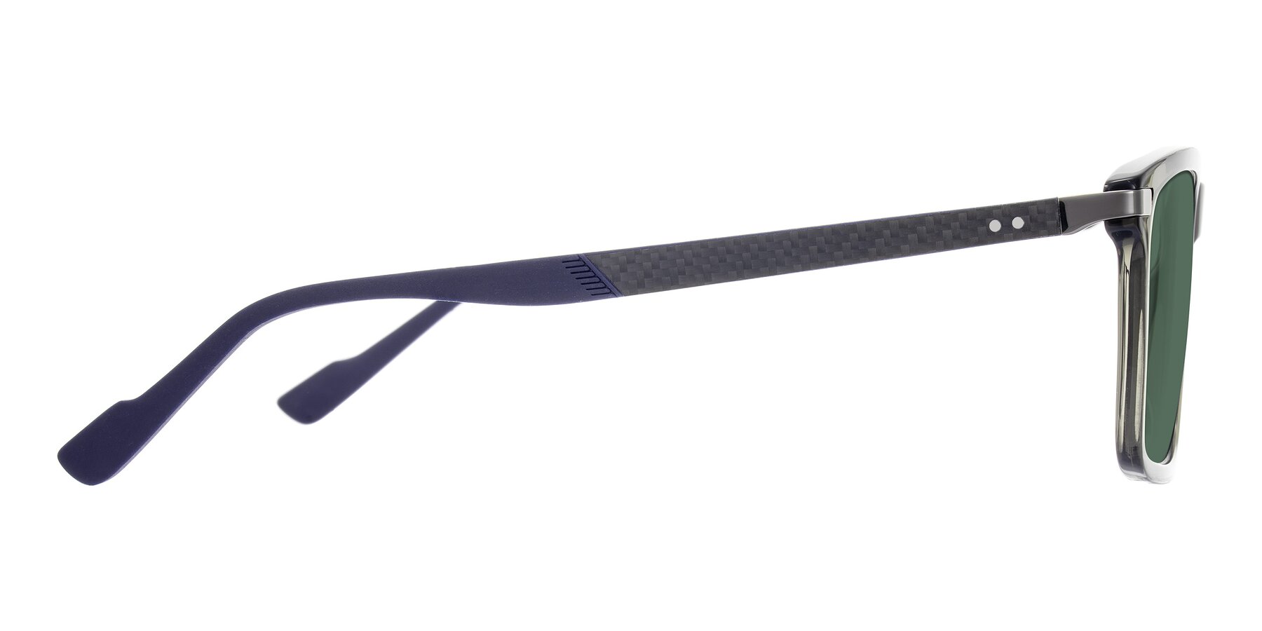 Side of Arleth in Transparent Gray with Green Polarized Lenses