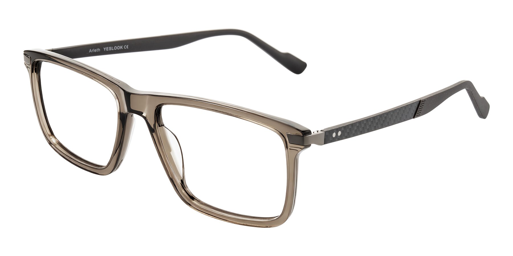 Angle of Arleth in Transparent Brown with Clear Eyeglass Lenses