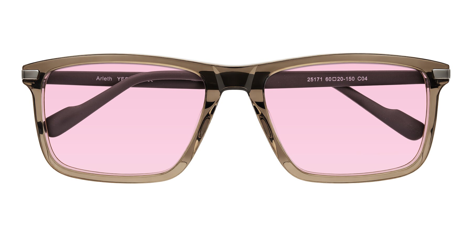Folded Front of Arleth in Transparent Brown with Light Pink Tinted Lenses