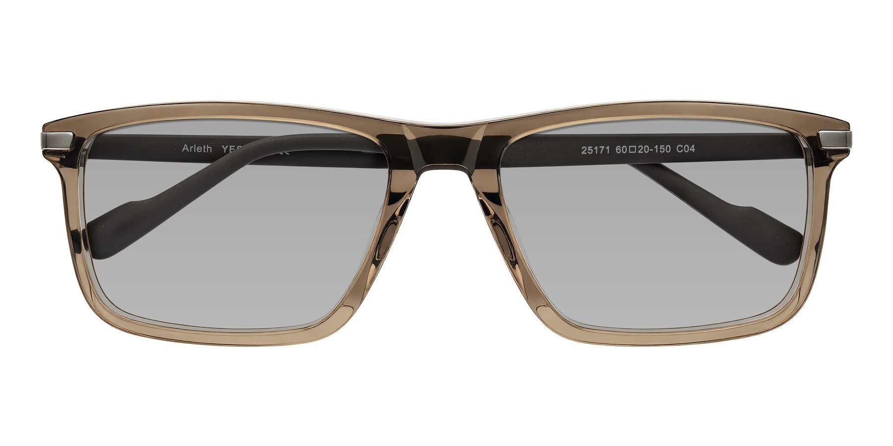 Folded Front of Arleth in Transparent Brown with Light Gray Tinted Lenses