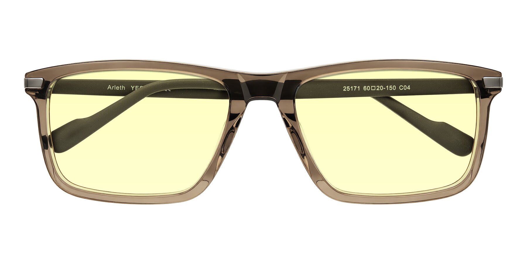 Folded Front of Arleth in Transparent Brown with Light Yellow Tinted Lenses